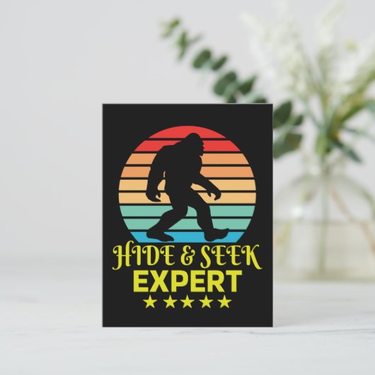 Verstoppertje Expert Bigfoot Grappig Briefkaart (Staand voorkant)
