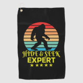 Verstoppertje Expert Bigfoot Grappig Golfhanddoek (Voorkant)