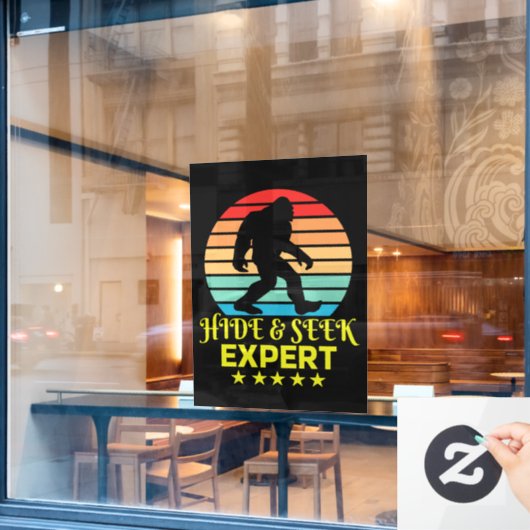 Verstoppertje Expert Bigfoot Grappig Raamsticker (Cafe Raam)