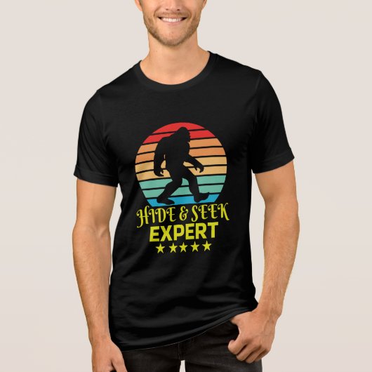 Verstoppertje Expert Bigfoot Grappig Tri-Blend Shirt (Voorkant)
