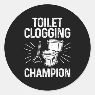 Verstopping Toilet Chamon Grappige Grafische Toile Ronde Sticker
