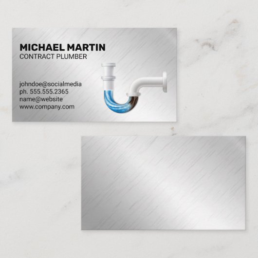 verstopte pijp | Aluminium metalen achtergrond Visitekaartje (Voorkant / Achterkant)