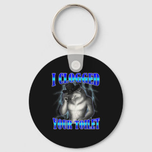 Verstopte wc grappige alpha wolf meme brainrot sleutelhanger