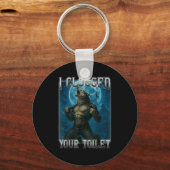 Verstopte wc grappige alpha wolf meme stom sleutelhanger (Voorkant)