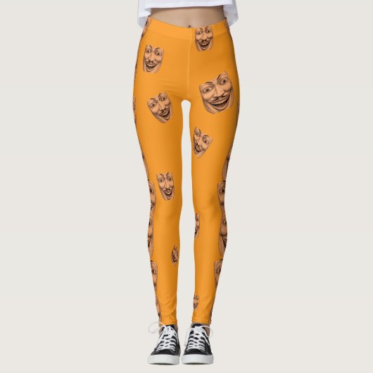 Verstorend grijnzend gezicht leggings (Voorkant)