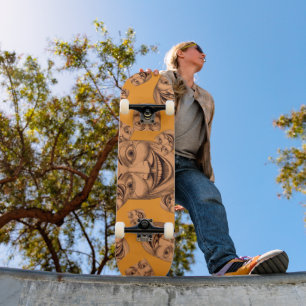 Verstorend grijnzend gezicht persoonlijk skateboard