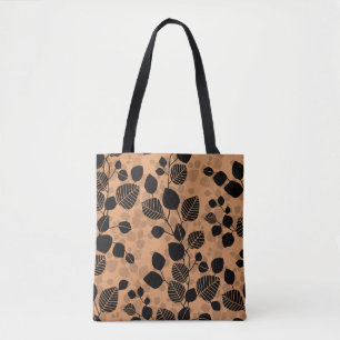 Verstrengeld Bladerdak - zwarte bladeren op perzik Tote Bag