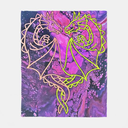 Verstrengelde draken fleece deken (Voorkant)