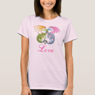 Verstrengelde draken in liefde dames T-shirt