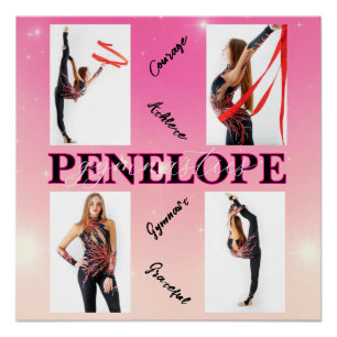 Verstrengelde Gymnastiek Roze 4 Foto Aanmoediging Perfect Poster