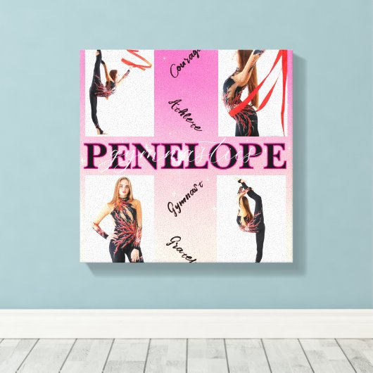 Verstrengelde Gymnastiek Roze 4 Fotoaanmoediging Canvas Afdruk (Insitu (Houten vloer))