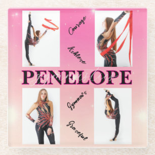Verstrengelde Gymnastiek Roze 4 Fotoaanmoediging Glazen Onderzetter