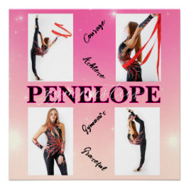 Verstrengelde Gymnastiek Roze 4 Fotoaanmoediging Perfect Poster