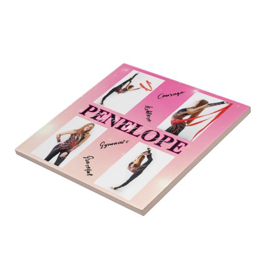 Verstrengelde Gymnastiek Roze 4 Fotoaanmoediging Tegeltje (Zijkant)