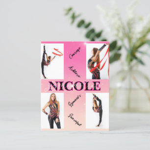 Verstrengelde Gymnastiek Roze 4 Fotoaanmoediging Uitnodiging Briefkaart
