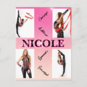 Verstrengelde Gymnastiek Roze 4 Fotoaanmoediging Uitnodiging Briefkaart (Voorkant)