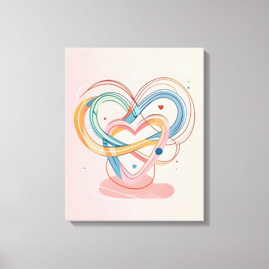 "Verstrengelde harten Abstracte liefde Symbool Art Canvas Afdruk (Voorkant)