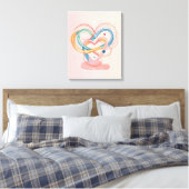 "Verstrengelde harten Abstracte liefde Symbool Art Canvas Afdruk (Insitu (Slaapkamer))