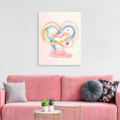 "Verstrengelde harten Abstracte liefde Symbool Art Canvas Afdruk (Insitu (Woonkamer))