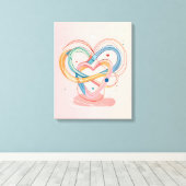 "Verstrengelde harten Abstracte liefde Symbool Art Canvas Afdruk (Insitu (Houten vloer))