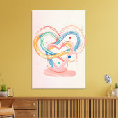 "Verstrengelde harten Abstracte liefde Symbool Art Canvas Afdruk (Insitu (Woonkamer))