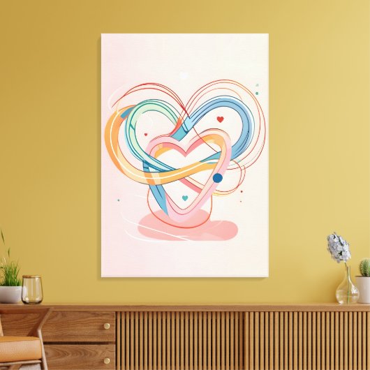 "Verstrengelde harten Abstracte liefde Symbool Art Canvas Afdruk (Insitu (Woonkamer))