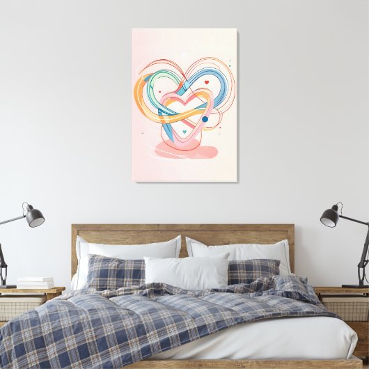 "Verstrengelde harten Abstracte liefde Symbool Art Canvas Afdruk (Insitu (Slaapkamer))