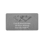 Verstrengelde harten in strand zand adresetiketten etiket (Voorkant)