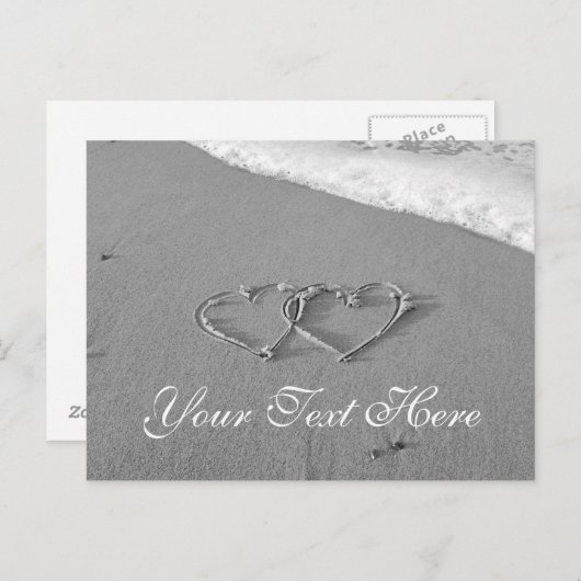 Verstrengelde harten in zand | Romantisch strand s Briefkaart (Voorkant / Achterkant)