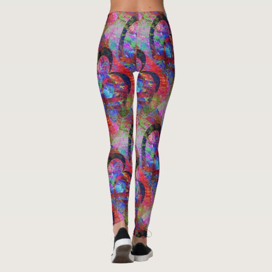 Verstrengelde harten met Waterverf bladeren Leggings (Achterkant)