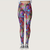 Verstrengelde harten met Waterverf bladeren Leggings (Voorkant)