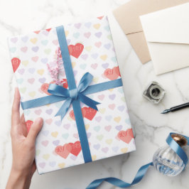 Verstrengelde harten op maat gemonogrammeerd cadeaupapier