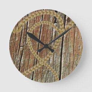 Verstrengelde harten verwarde touw romantisch hout ronde klok
