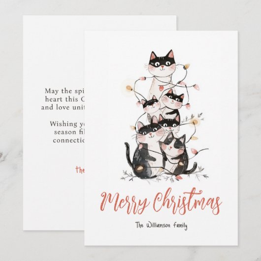 Verstrengelde Katten Kerstvakantie Kaart (Voorkant / Achterkant)