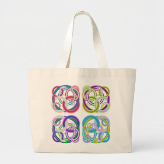 Verstrengelde kleurrijke cirkels grote tote bag
