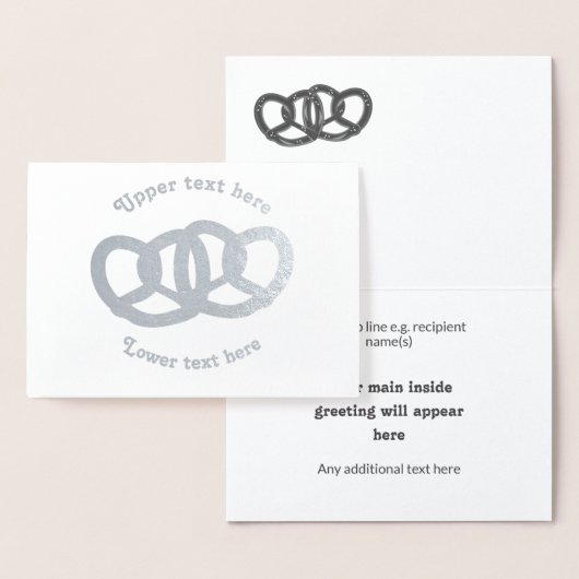 Verstrengelde Pretzel Broodknopen - uw keuze tekst Folie Kaarten (Display)
