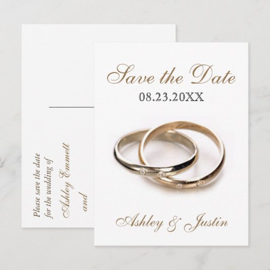 Verstrengelde ringen Save the Date Briefkaart (Voorkant / Achterkant)