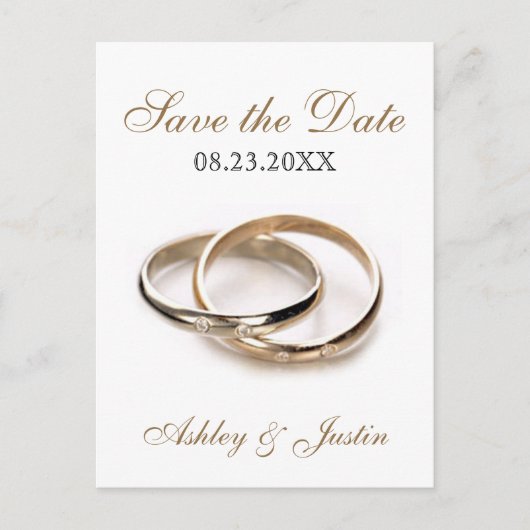 Verstrengelde ringen Save the Date Briefkaart (Voorkant)
