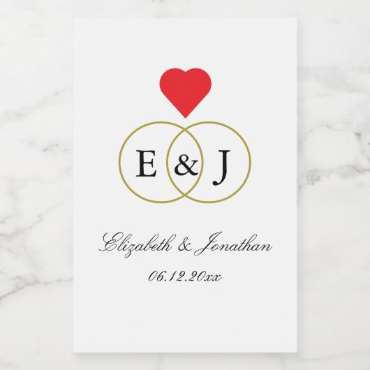 Verstrengelde Trouwringen Wijn Etiket (Enkel label)