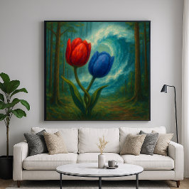 Verstrengelde tulpen - Painterly Style Floral Art Poster