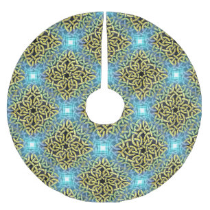 Verstrengelde Victoriaanse Gouden Afwerking Aqua A Kerstboom Rok