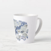 Verstrengelde Vogels  tekst blauw/grijs TWArt Latte Mok (Rechterhoek)
