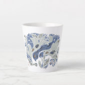 Verstrengelde Vogels  tekst blauw/grijs TWArt Latte Mok (Voorkant)