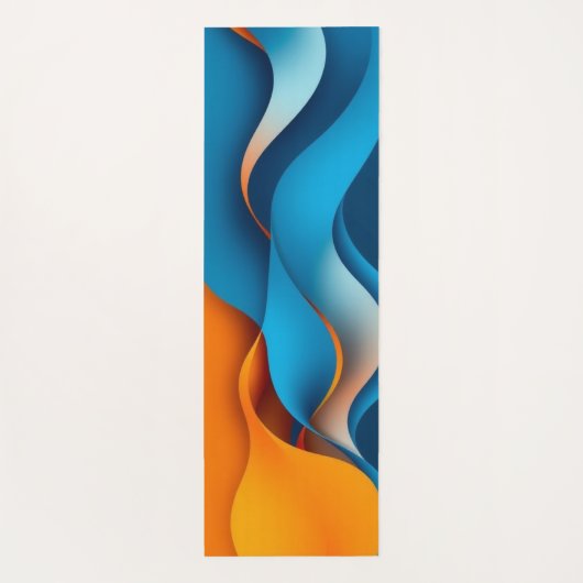 Verstrengeling van Oranje en blauwe golven Yogamat (Achterkant)