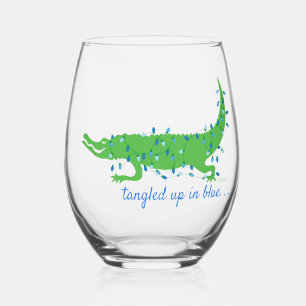 Verstrikt in Blauw Stemless Wijnglas Zonder Voet