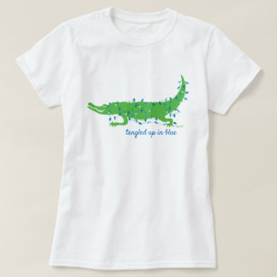 Verstrikt in blauw T-shirt