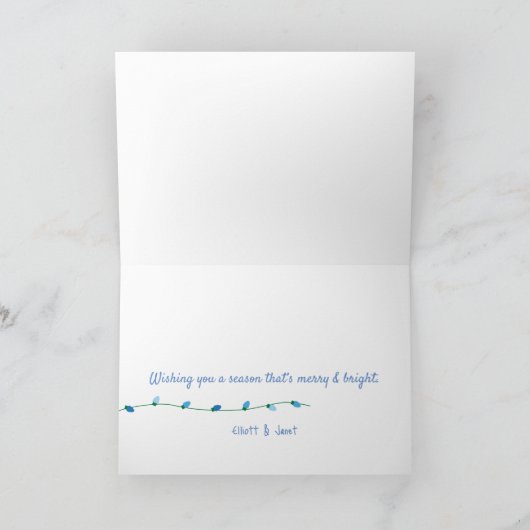 Verstrikt in Blue Holiday Kaart (Binnen)