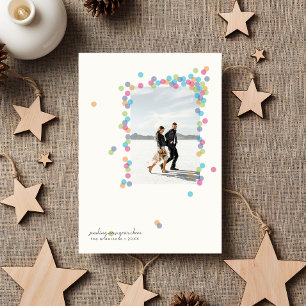 Verstrooid Confetti- Nieuwjaarskaart met foto Feestdagenkaart