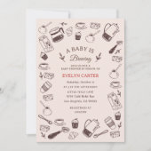 Verstrooide Handgetekende Café Baby Shower Kaart (Voorkant)