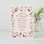 Verstrooide Handgetekende Café Baby Shower Kaart (Staand voorkant)